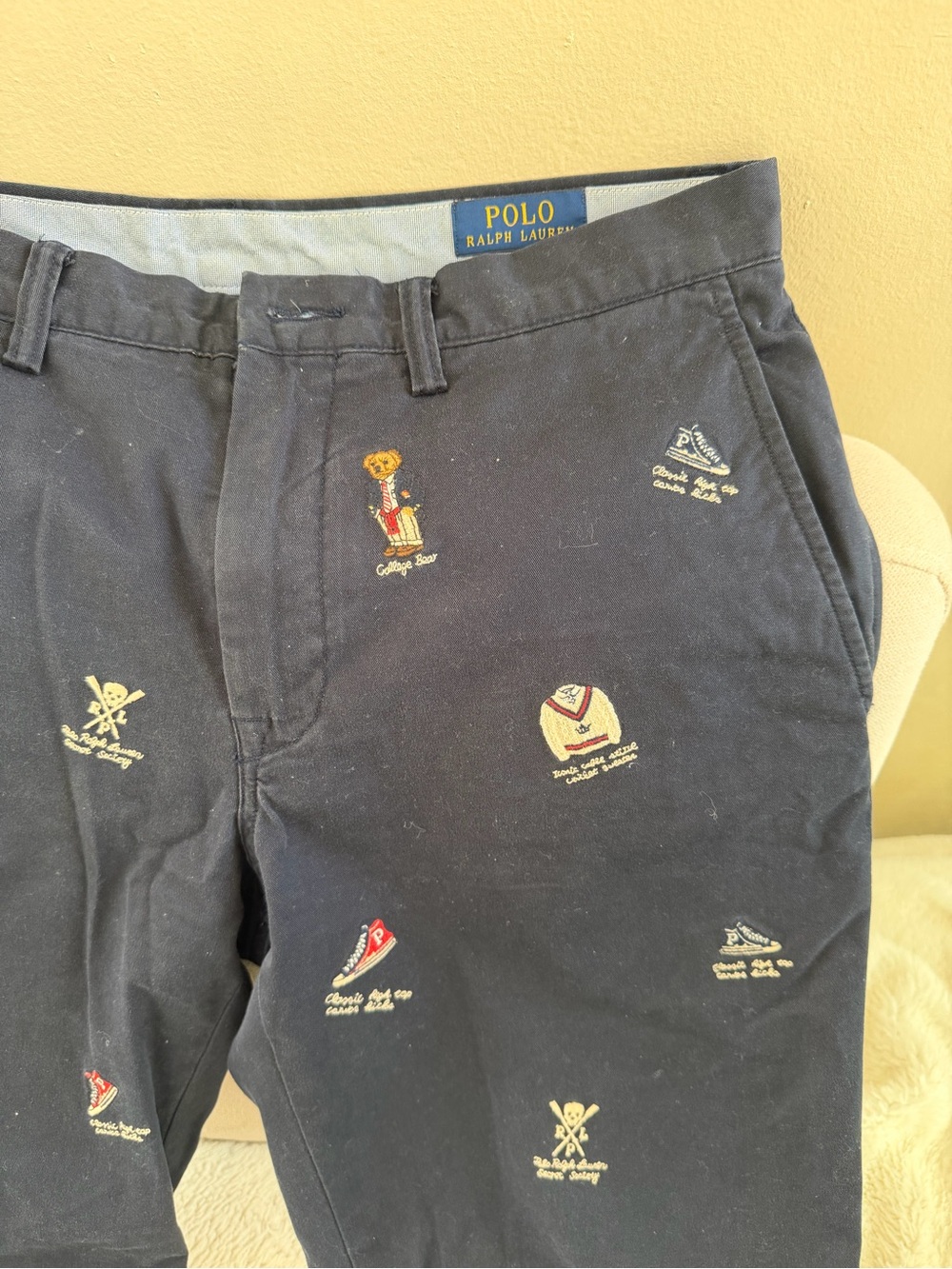 Polo by Ralph Lauren Navy Embroidered Pants - Picture 2 of 6